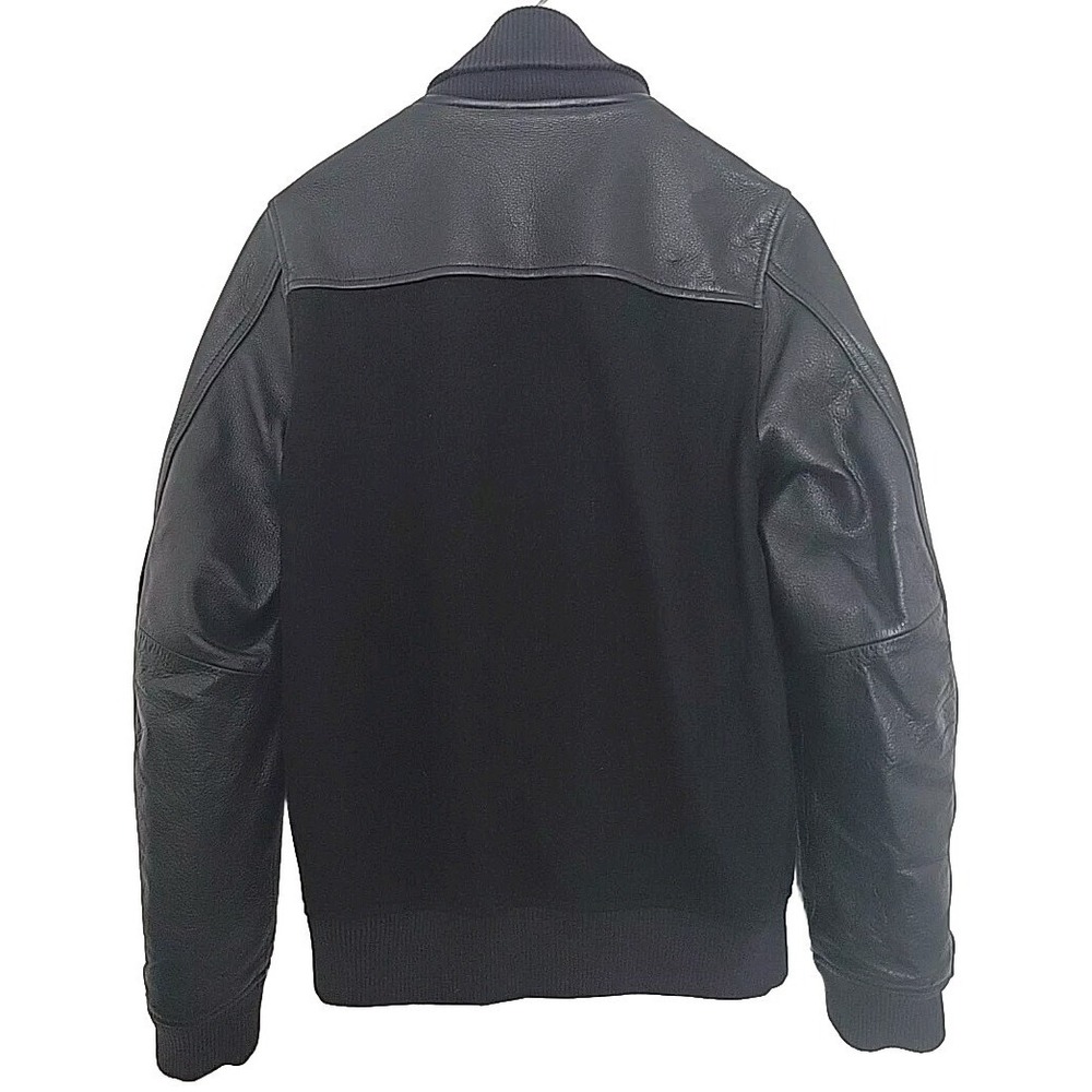 Nike Destroyer Bomber Jacket Mens S Blacked Out  Leather & Wool 485059-010 - Picture 2 of 12